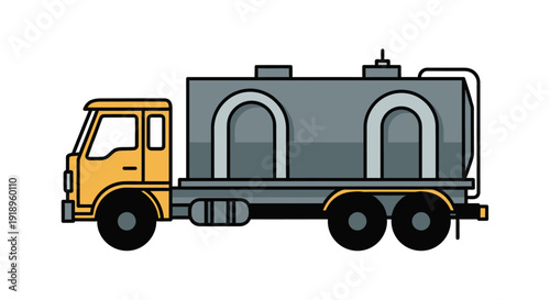 Yellow and gray tank truck icon