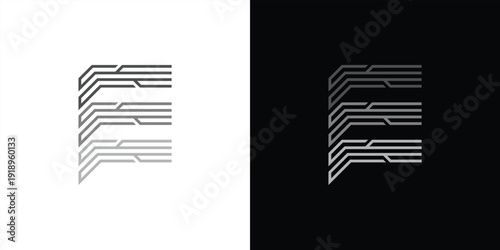 The letter 'E' logo is formed from digital circuit lines on a white or black background. It represents electronics, engineering, energy, efficiency, and the digital age.