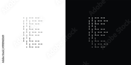 The letter 'E' logo is formed from digital circuit lines on a white or black background. It represents electronics, engineering, energy, efficiency, and the digital age.