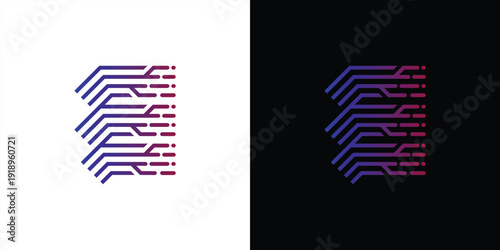 The letter 'E' logo is formed from digital circuit lines on a white or black background. It represents electronics, engineering, energy, efficiency, and the digital age.