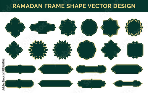 Islam Frame Shape Vector Design. Ramadan Vintage Pattern. Elegant Muslim Architectural Element with Golden Accents for Festive Celebrations.