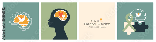 May is Mental Health Awareness Month card set.