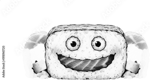 A smiling cartoon face with a happy expression on a white background