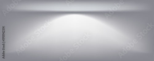 White grey studio room. Limbo light background. Abstract 3d gradient backdrop for product presentation. Minimal wall scene spotlight. Showcase, promotion display.