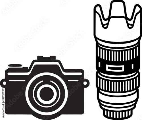 Foto camera icon vector set. photo illustration sign collection. focus symbol. cam logo or mark.Aperture f-number illustration f/1.4-16.photography camera lens line icon.Illustration collection camera
