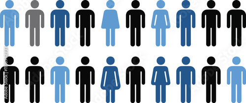 Population Growth Icon Outline Set  Percentage Figures & Data Symbols