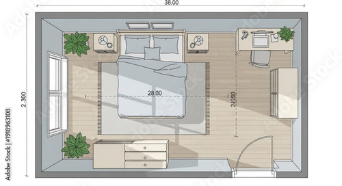Modern Bedroom Floor Plan Design Layout.