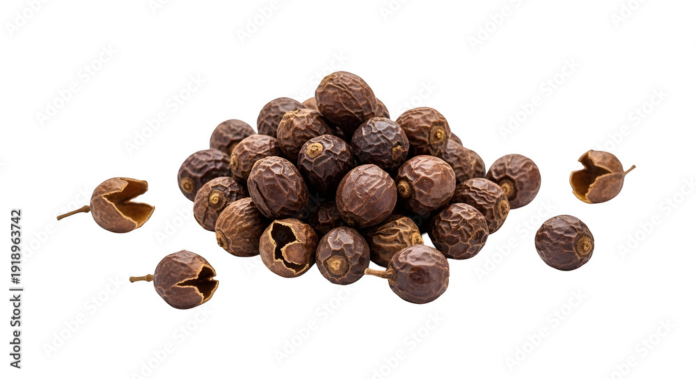 Obraz premium Organic dried neem berry for natural pest control and health, isolated on white or transparent background. PNG
