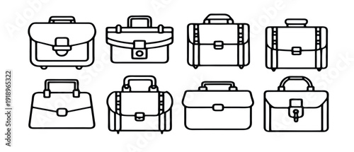 collection of briefcase silhouettes isolated on white