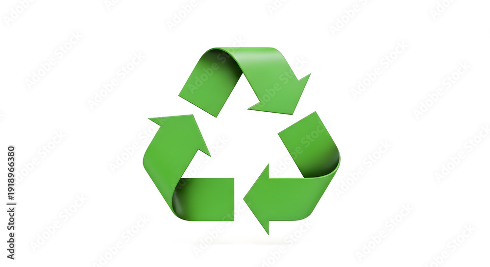 Fototapeta premium Recycling symbol with green arrows forming a circular pattern.