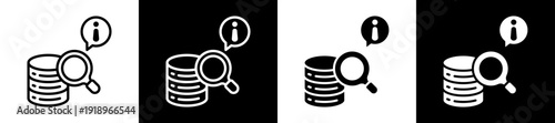 Information Data Icon Set In Black And White Filled Style Collection