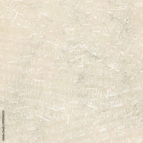 Vintage Musical Notes Background with Antique Sheet Music Texture, Aged Paper, Distressed Grunge Overlay, Classical Manuscript Pattern, Retro Music Score Design for Posters, Album Covers and Creative 