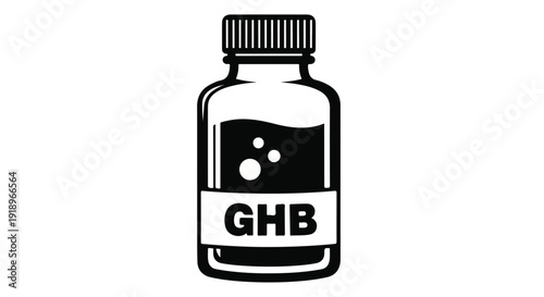 Black and White GHB Bottle Vector Icon