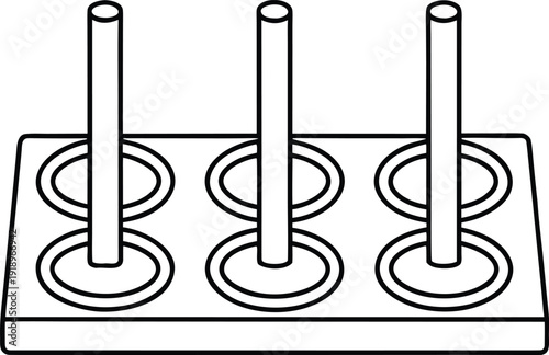 ring toss game line art vector illustration on transparent background