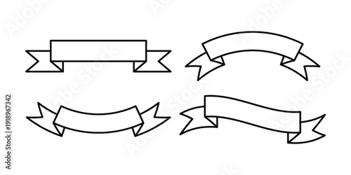 Set of four ribbon banners in different shapes and sizes