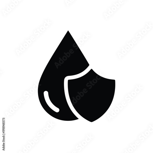Water resistant and protection solid icon for waterproof items or liquid safe