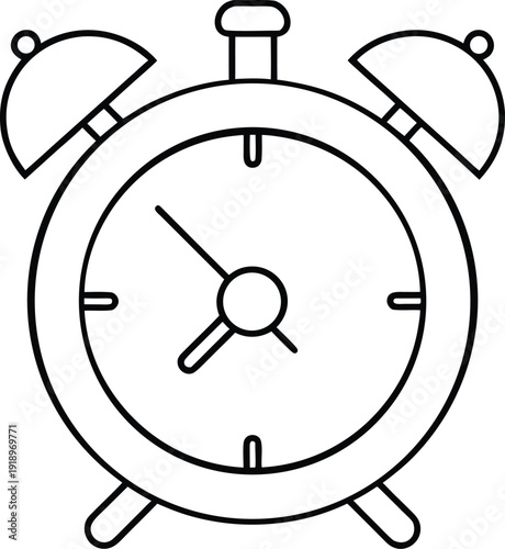 alarm clock line art vector illustration on transparent background