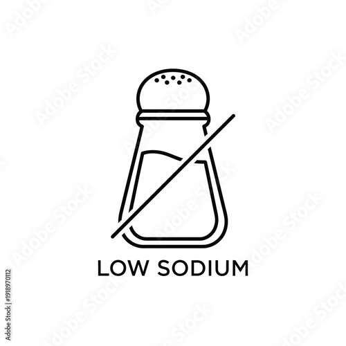 Low sodium salt shaker icon representing healthy seasoning and diet restriction