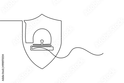 Emergency siren icon in a continuous one line drawing with minimalist style on white background
