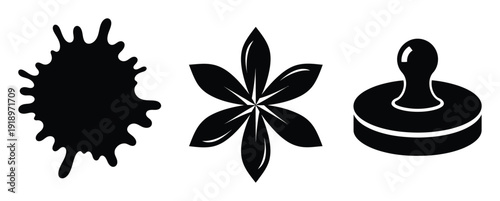 Black Ink Splatter, Star Anise, and Stamp