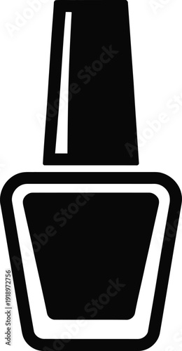 Black nail polish bottle silhouette isolated on white background, manicure and pedicure cosmetic icon, beauty salon product for fashion design.