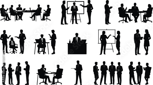 Corporate silhouettes, business teamwork, office collaboration, professional meeting, workplace communication, leadership presentation, data analysis, productivity strategy, innovation success, growth