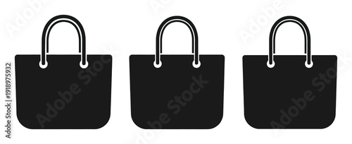 Three black shopping bag on a white background