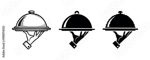 Vintage hand-drawn and pixel art cloche illustrations