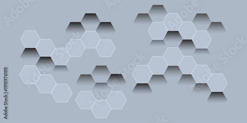 Futuristic, high-tech, bright background, with a hexagonal cellular structure. Wall texture with a 3D hexagonal tile pattern. 3D rendering.