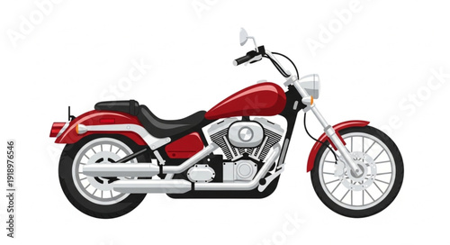 Red Motorcycle with Chrome Accents.