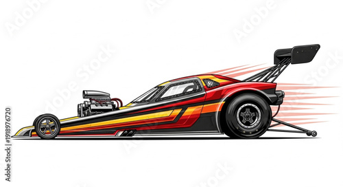 Red Dragster Racing Car Speed.