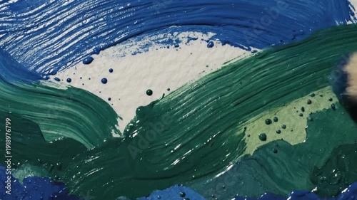 Cinematic Macro Paint Strokes Forming Landscape — Evolving Watercolor Creation Seamless 4K Loop