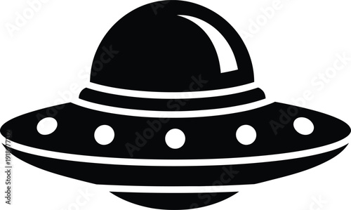 UFO Flying Saucer Space Silhouette Icon Vector