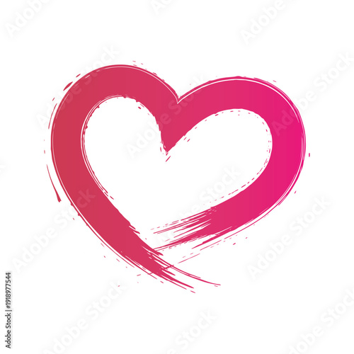 A vector outline in the shape of a heart in grunge style on a white background. A symbol of Valentine's Day. The concept of love. Elements of greeting cards.	