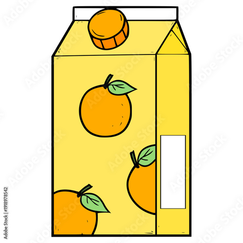 orange juice box ready to drink illustration hand drawn isolated vector