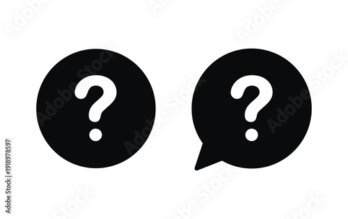 Collection of two question mark symbols in speech bubbles, representing queries