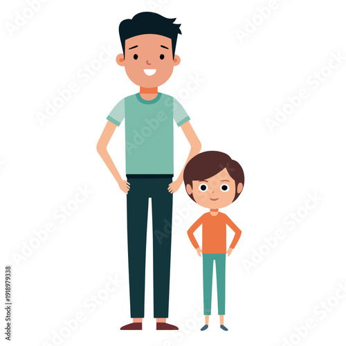 Happy father's day dad and son bonding illustration