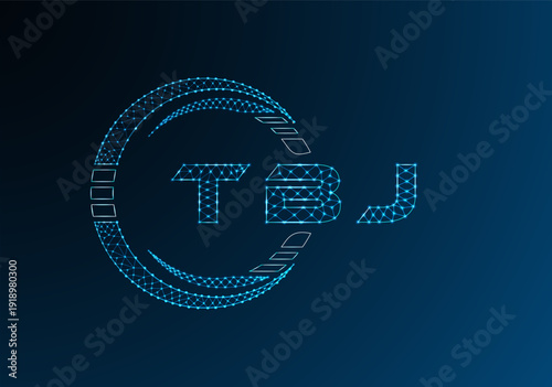 TBJ low poly letter logo vector design. TBJ lower poly logo design. Low poly logo.
