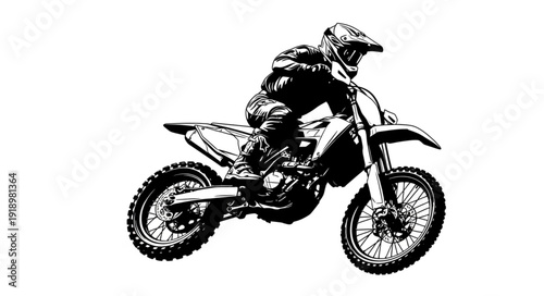 Rider on Dirt Bike in Action.