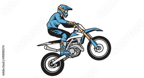 Rider on Dirt Bike in Action.