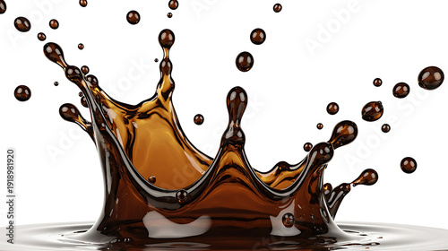 liquid brown coffee splash texture isolated on white or transparent background