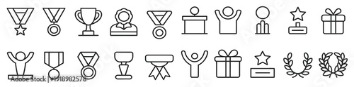 achievement icon set success award champion prize reward