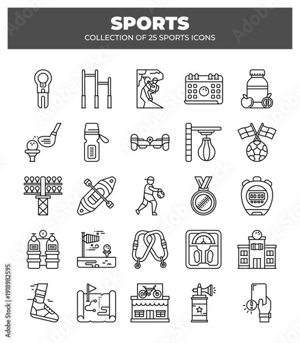 Collection of 25 Sports Icons. A Visual Guide to Various Sports and Fitness Activities