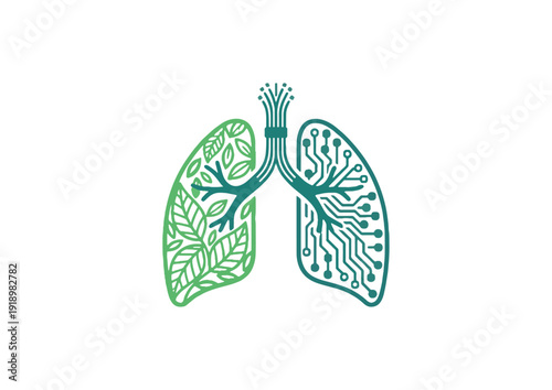 Eco Digital Lungs Bio Technology Healthcare Vector Logo