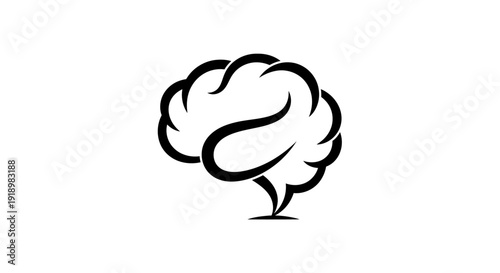 Stylized black and white illustration of a human brain, representing intellect, ideas, and learning