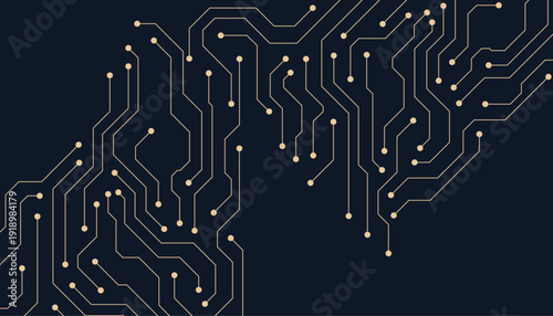 Golden electronic board. Circuit board texture for high technology concept on dark background