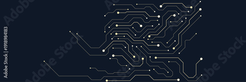 Golden electronic board. Circuit board texture for high technology concept on dark background