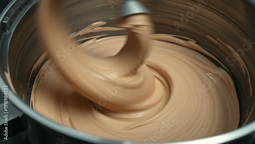 laminar. Industrial mixing tank rotating, stirring thick paste, close-up on viscous texture. safety posters, maintenance manuals, designed for industrial assembly lines and welding operations.