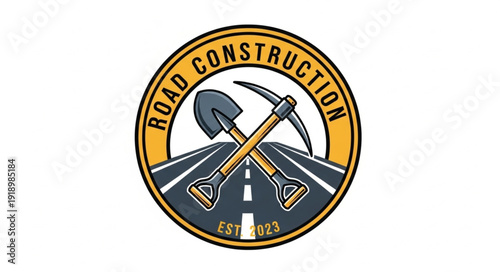 Road Construction Logo Emblem Design.