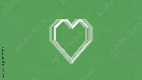 Simple white heart outline on green background
